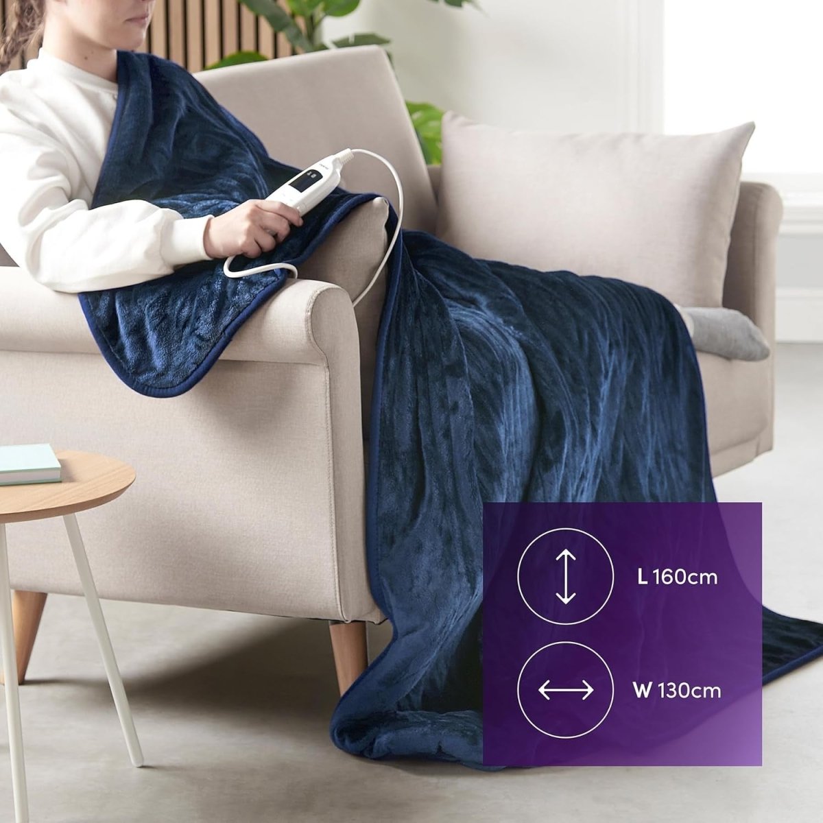 Electric Heated Throw Blanket 9 Heat Settings Timer Soft Fleece 160x130cm - Kwikley
