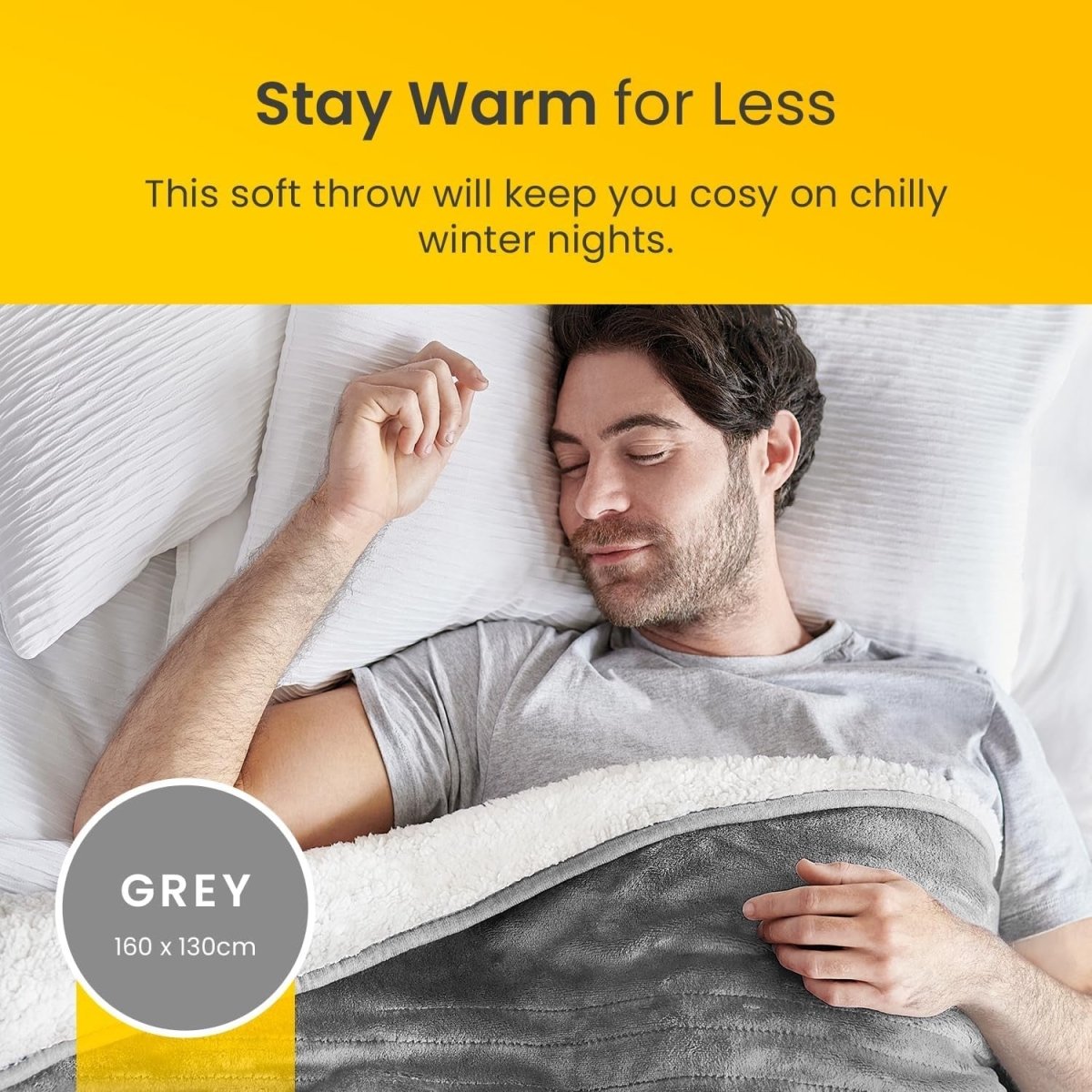 Electric Heated Throw Blanket Extra Large Fleece Sherpa 10 Heat Settings - Kwikley