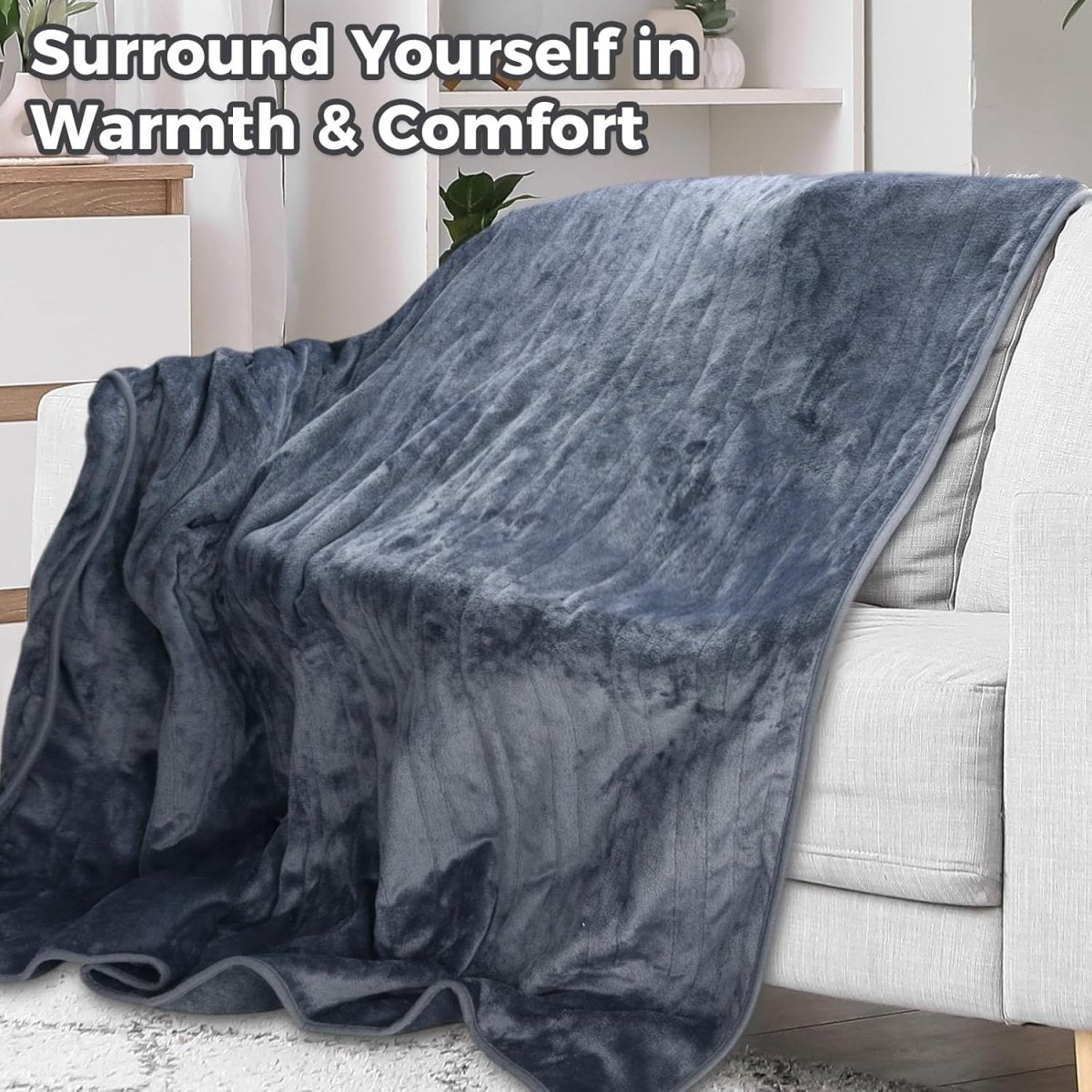 Electric Heated Throw Blanket Fast Heat 10 Levels Auto Off 180x130cm - Kwikley