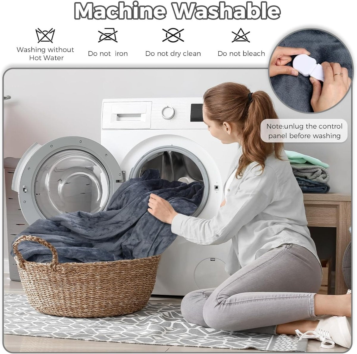Electric Heated Throw Blanket Fast Heat 10 Levels Auto Off 180x130cm - Kwikley