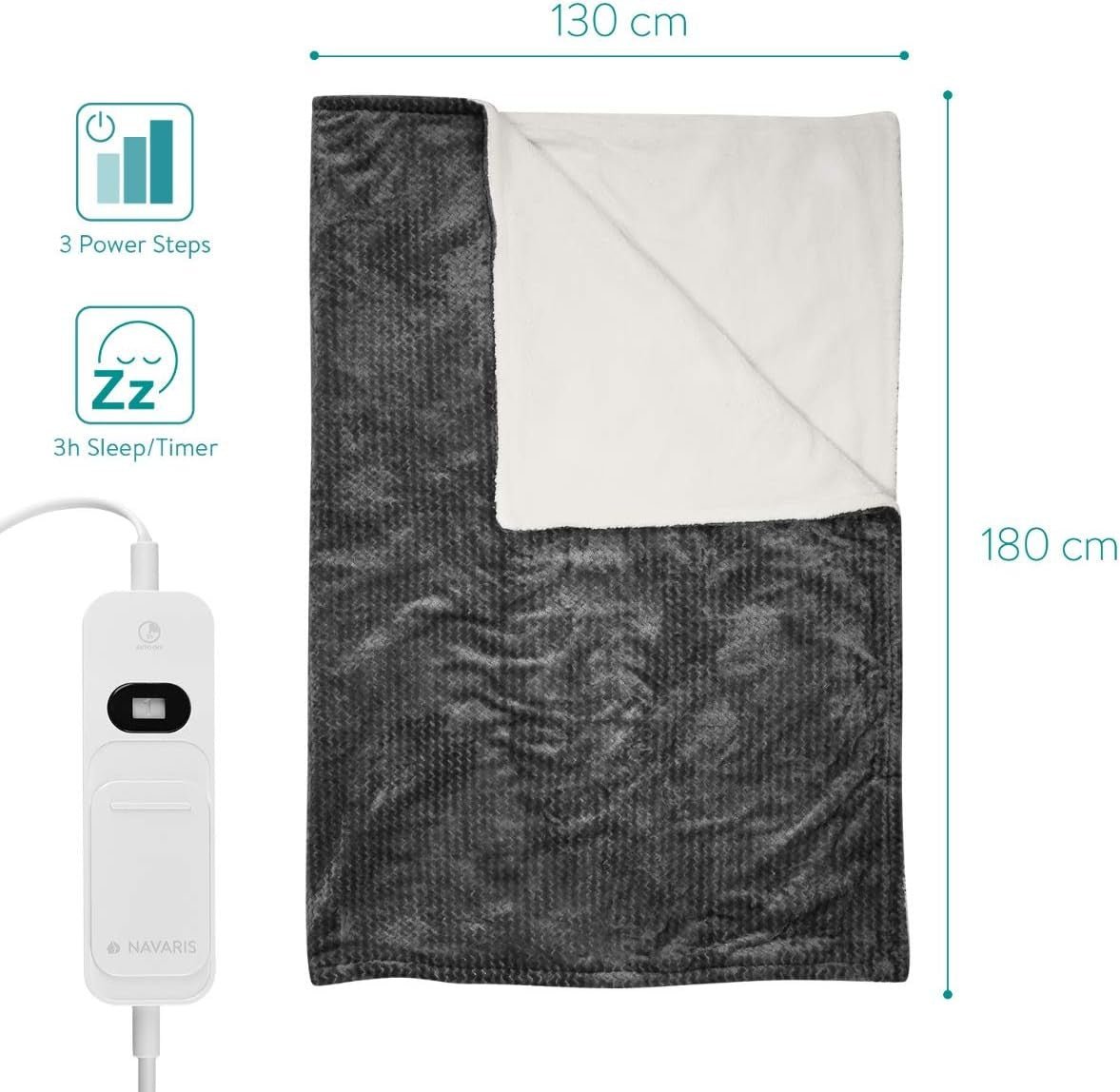 Electric Heated Throw Blanket Faux Fur 3 Heat Settings Auto Off Washable 180x130 - Kwikley