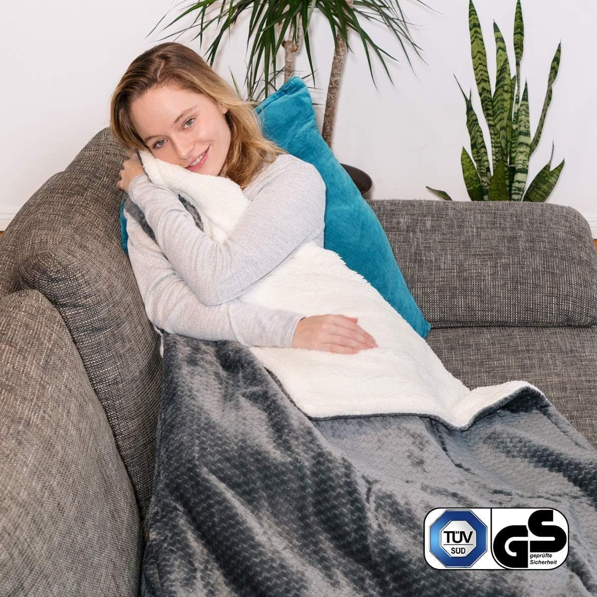 Electric Heated Throw Blanket Faux Fur 3 Heat Settings Auto Off Washable 180x130 - Kwikley