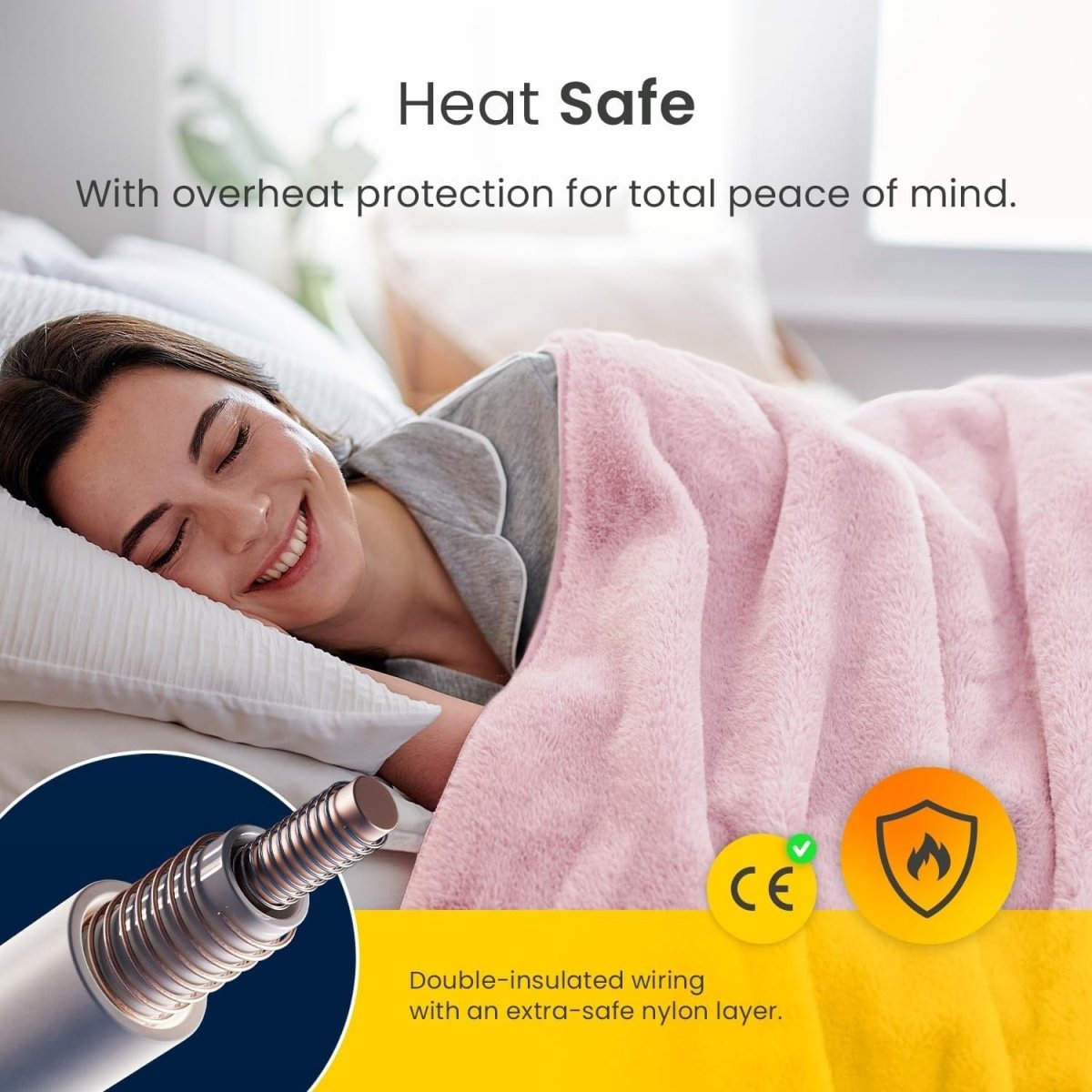 Electric Heated Throw Blanket Faux Fur Extra Large 9 Heat Settings Timer - Kwikley