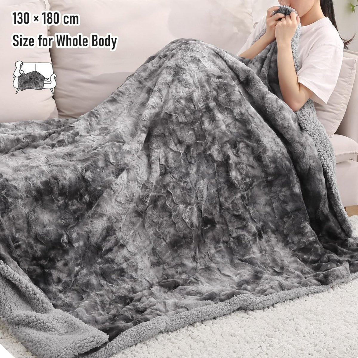 Electric Heated Throw Blanket Faux Fur Shaggy 6 Heat LED Timer Washable - Kwikley