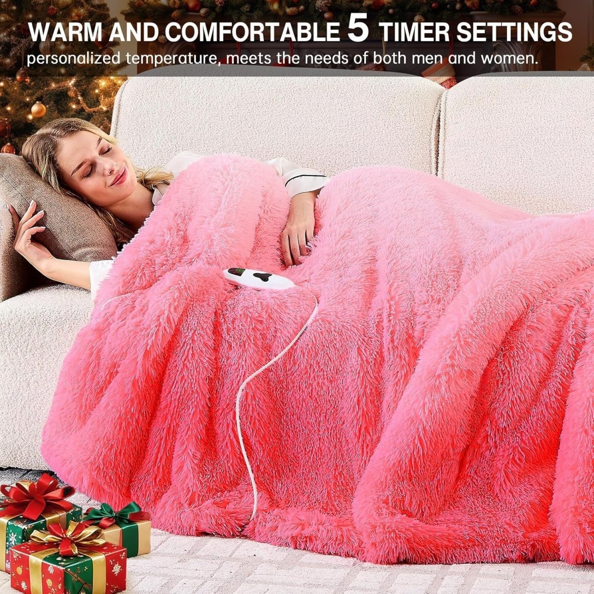 Electric Heated Throw Blanket Faux Fur Sherpa 10 Heat Fast Warm 50x60 - Kwikley