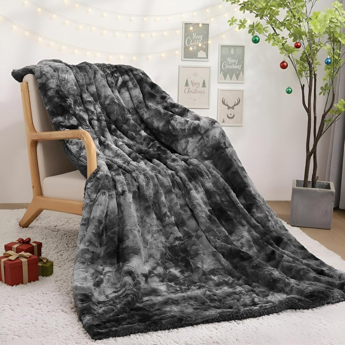 Electric Heated Throw Blanket Faux Fur Sherpa Fast Heat Washable 180x130cm - Kwikley
