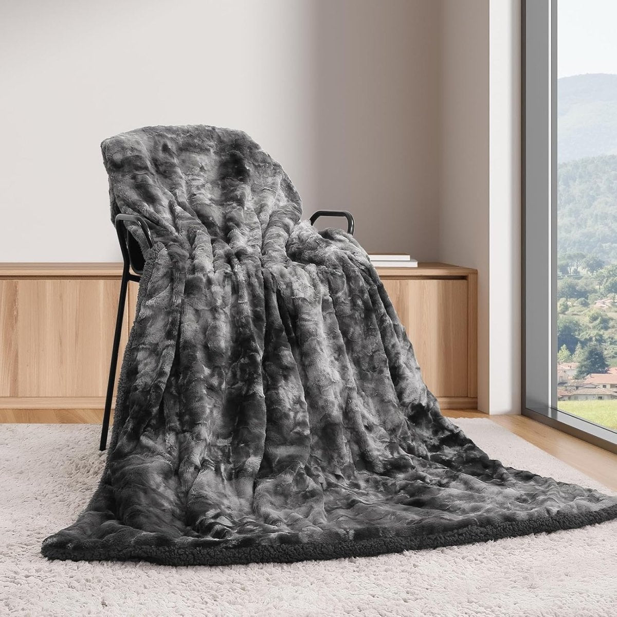 Electric Heated Throw Blanket Faux Fur Sherpa Fast Heat Washable 180x130cm - Kwikley