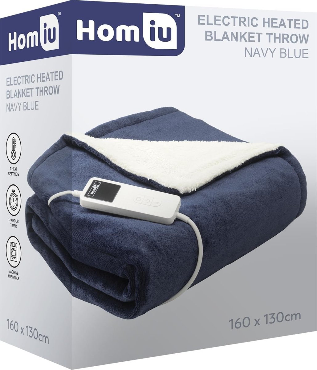 Electric Heated Throw Blanket Fleece Sherpa Fast Heat 9 Settings Timer - Kwikley