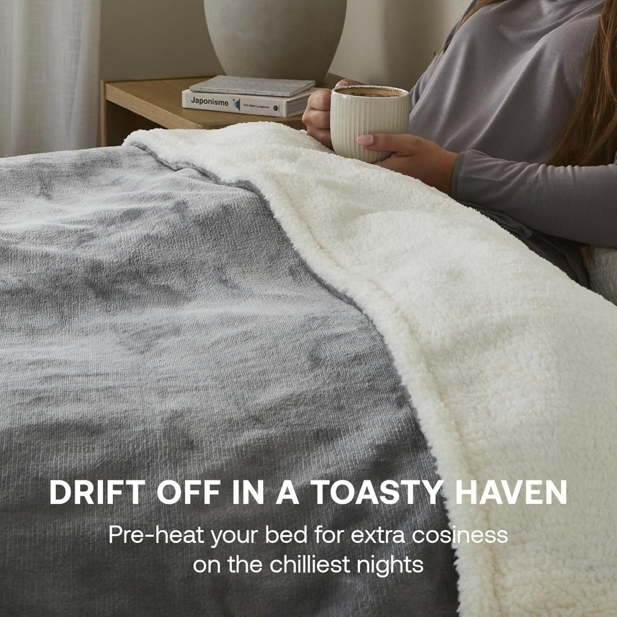 Electric Heated Throw Blanket Fleece Sherpa Fast Heat 9H Timer 180x130cm - Kwikley