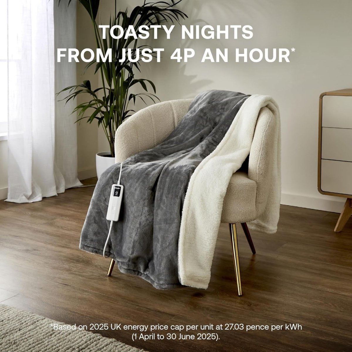 Electric Heated Throw Blanket Fleece Sherpa Fast Heat 9H Timer 180x130cm - Kwikley