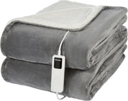 Electric Heated Throw Blanket Fleece Sherpa Fast Heat 9H Timer 180x130cm - Kwikley