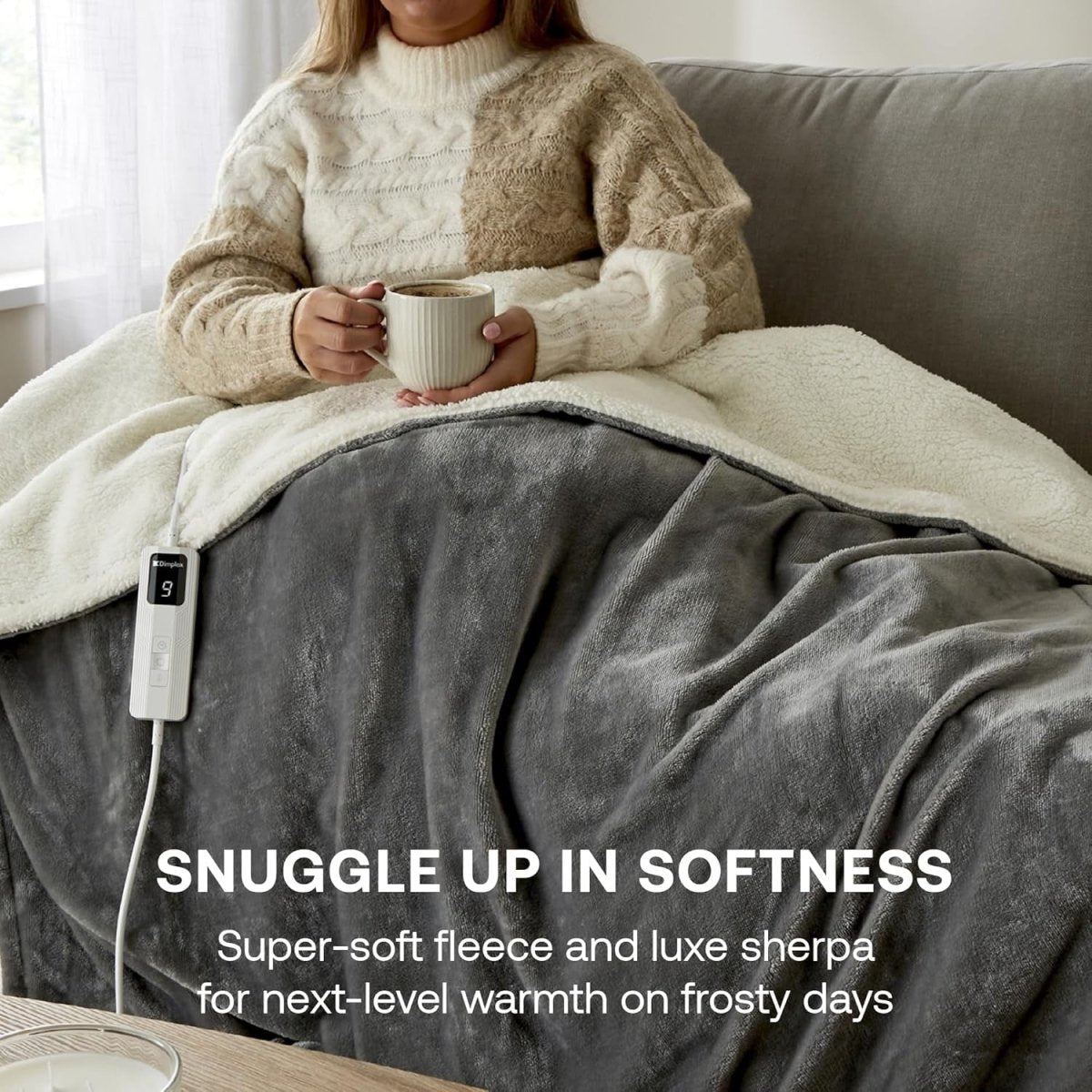 Electric Heated Throw Blanket Fleece Sherpa Fast Heat 9H Timer 180x130cm - Kwikley