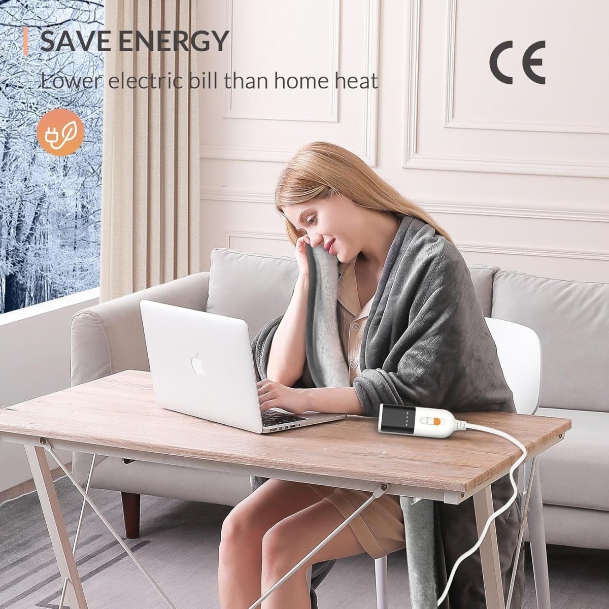 Electric Heated Throw Blanket Grey Sherpa Fleece 130x160cm 9 Heat Timer - Kwikley