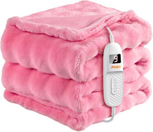 Electric Heated Throw Blanket Large Faux Fur 9 Heat Settings 190x130cm - Kwikley