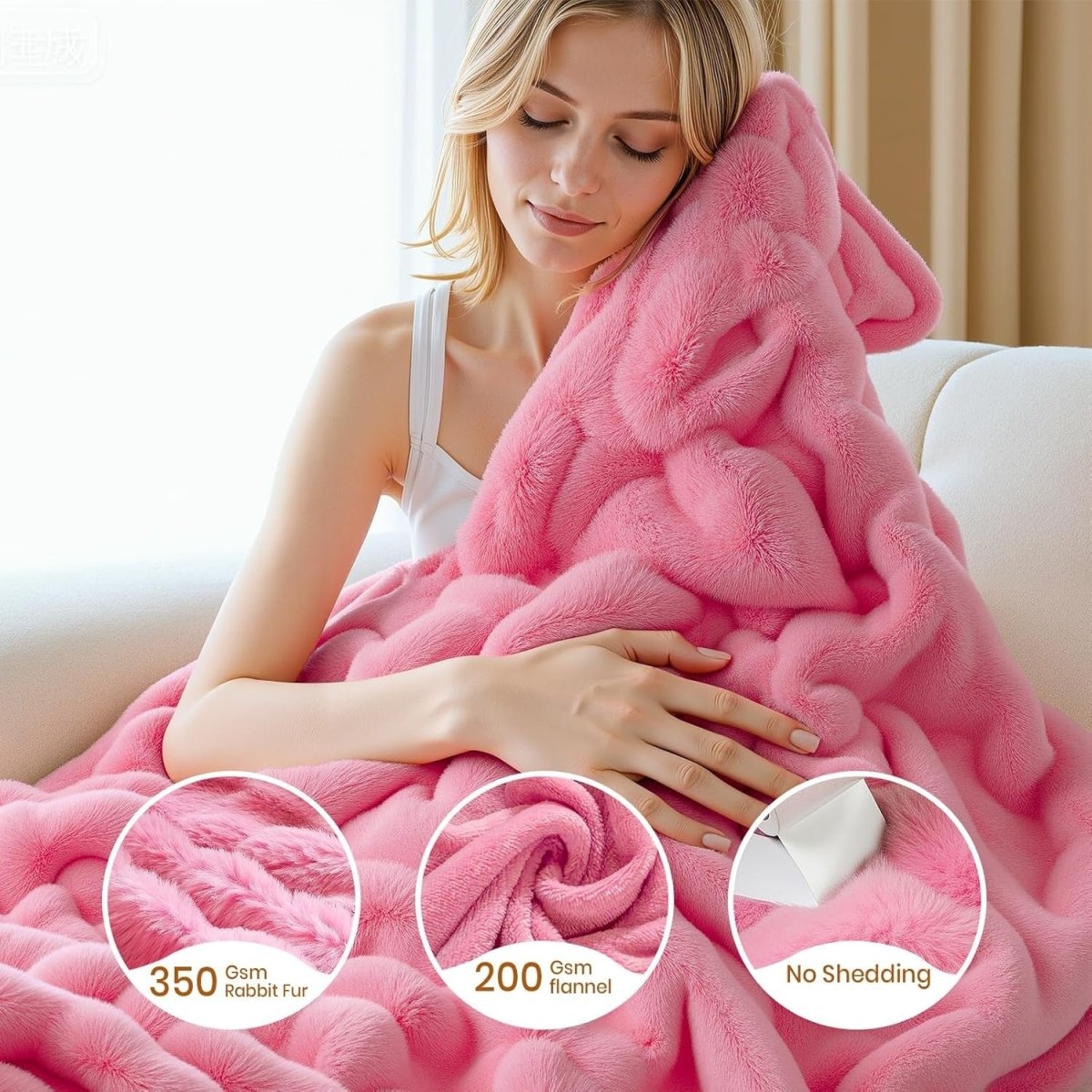 Electric Heated Throw Blanket Large Faux Fur 9 Heat Settings 190x130cm - Kwikley