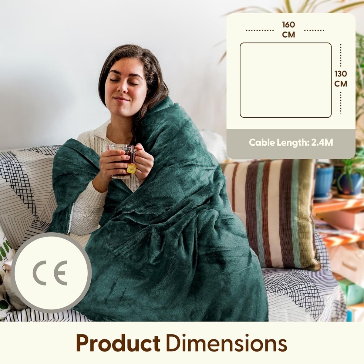 Electric Heated Throw Blanket Large Sherpa Fleece 9 Heat Settings Timer - Kwikley