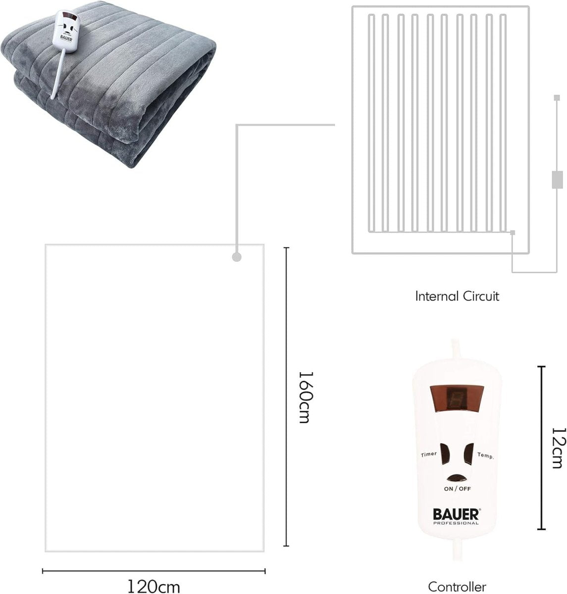 Electric Heated Throw Blanket Luxury Fleece 10 Heat Levels Timer Washable - Kwikley
