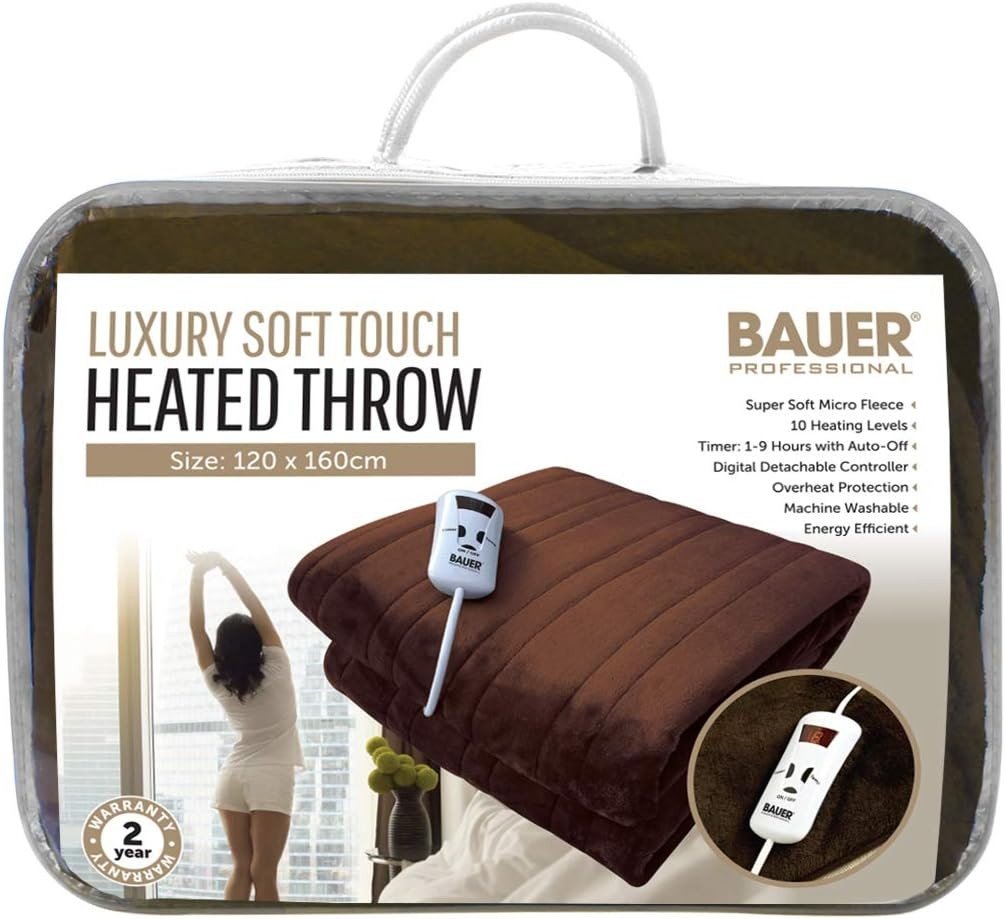 Electric Heated Throw Blanket Luxury Fleece 10 Heat Levels Timer Washable - Kwikley
