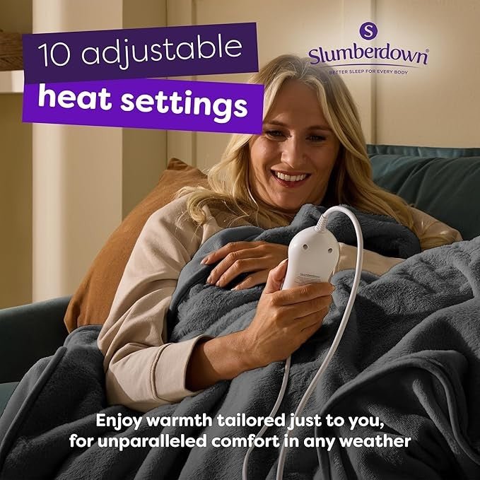 Electric Heated Throw Blanket Luxury Fleece 10 Heat Timer Washable Large - Kwikley