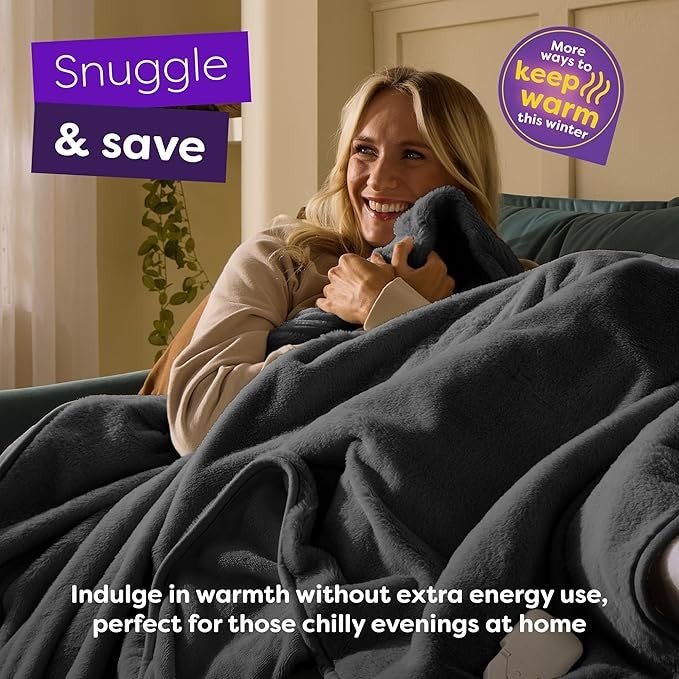 Electric Heated Throw Blanket Luxury Fleece 10 Heat Timer Washable Large - Kwikley
