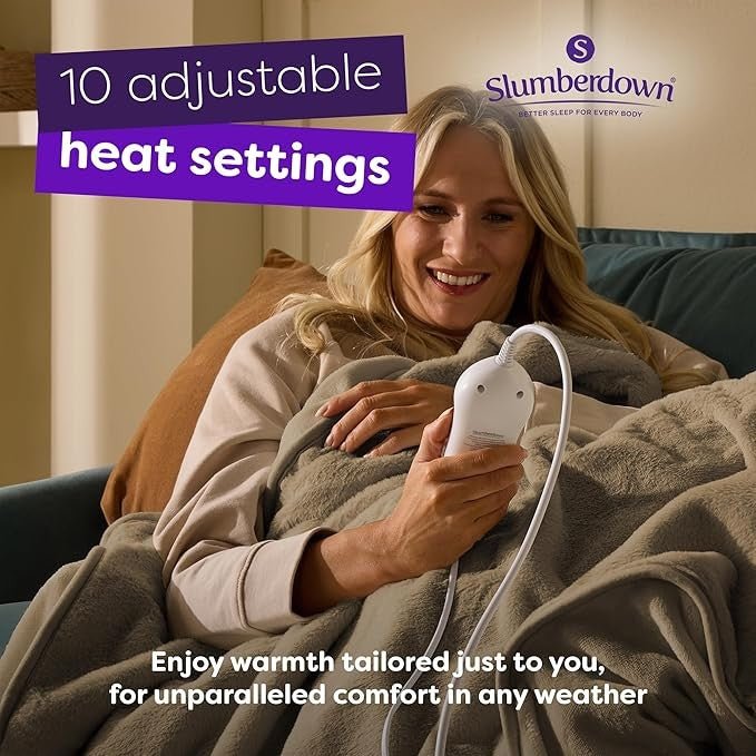 Electric Heated Throw Blanket Luxury Fleece 10 Heat Timer Washable Large - Kwikley
