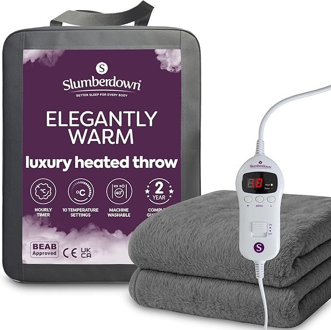 Electric Heated Throw Blanket Luxury Fleece 10 Heat Timer Washable Large - Kwikley