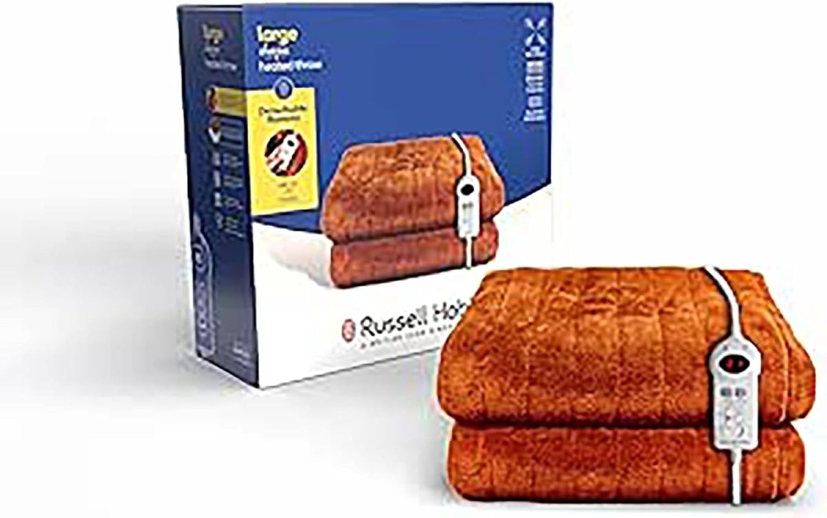 Electric Heated Throw Blanket Orange Microfleece 130x180cm 9 Heat Timer Auto Off - Kwikley