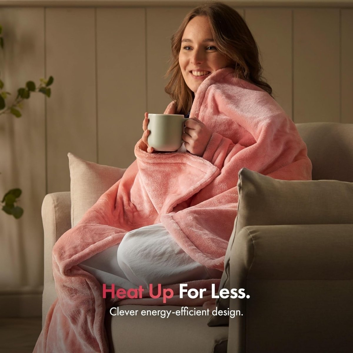 Electric Heated Throw Blanket Pink 160x130cm Soft Fleece 9 Heat Timer - Kwikley