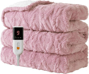 Electric Heated Throw Blanket Pink 9 Heat Levels Timer Washable 130x160cm - Kwikley