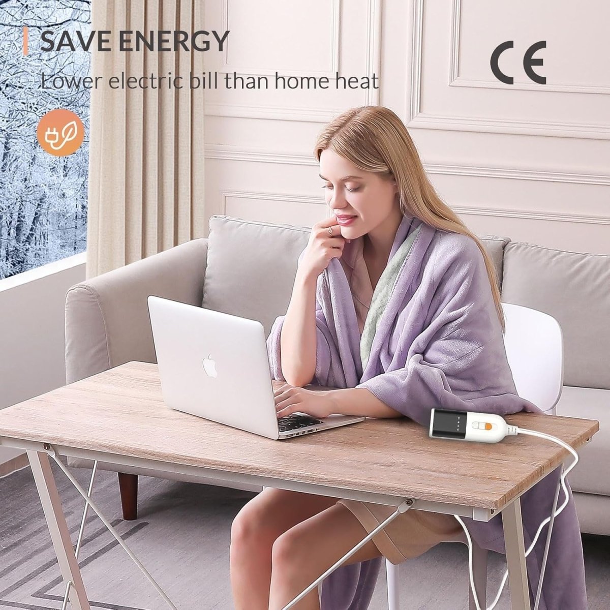 Electric Heated Throw Blanket Purple Sherpa Fleece 130x160cm 9 Heat Timer - Kwikley