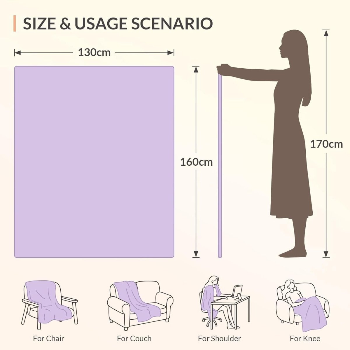 Electric Heated Throw Blanket Purple Sherpa Fleece 130x160cm 9 Heat Timer - Kwikley