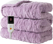 Electric Heated Throw Blanket Purple Soft Plush 9 Heat Levels Timer 130x160cm - Kwikley