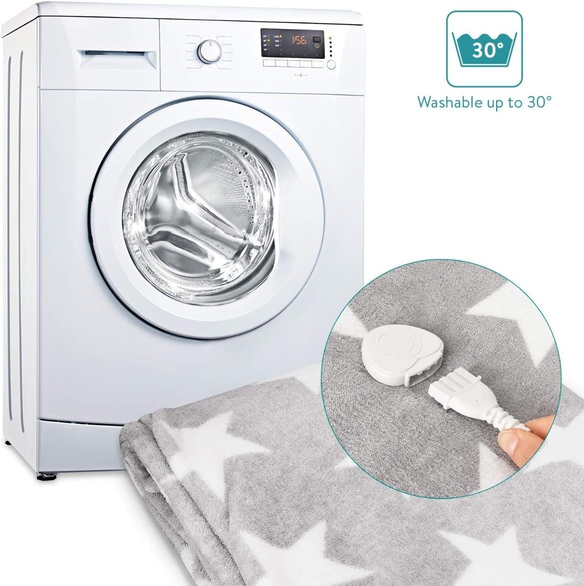 Electric Heated Throw Blanket Star Design 3 Heat Auto Off Washable 180x130 - Kwikley