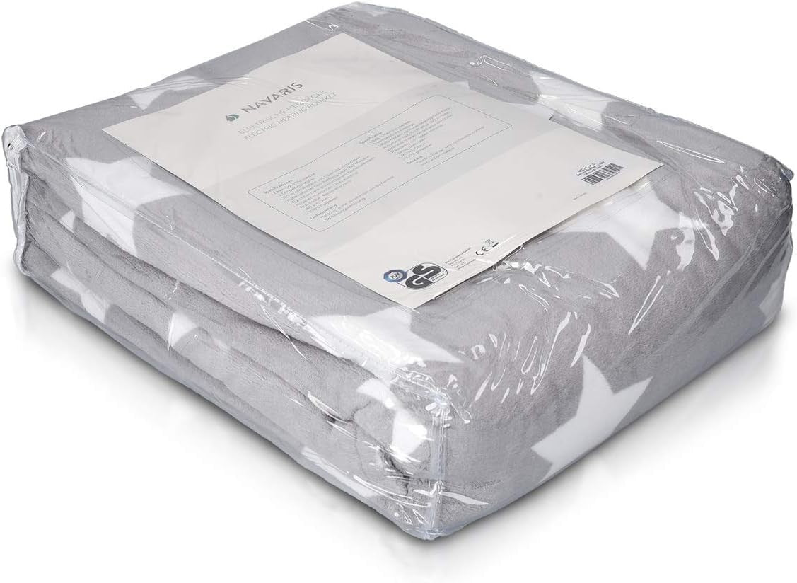 Electric Heated Throw Blanket Star Design 3 Heat Auto Off Washable 180x130 - Kwikley