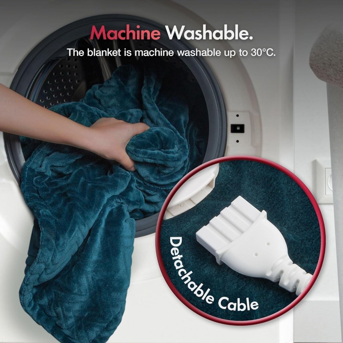 Electric Heated Throw Blanket Teal 160x130cm Soft Fleece 9 Heat Timer - Kwikley