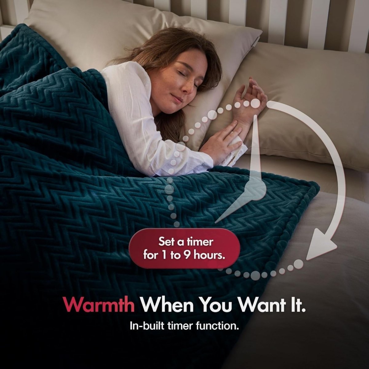 Electric Heated Throw Blanket Teal 160x130cm Soft Fleece 9 Heat Timer - Kwikley