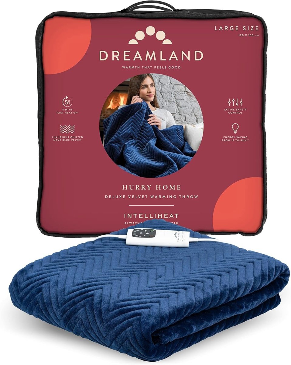 Electric Heated Throw Blanket Velvet Quilted Heat Timer 160x120cm - Kwikley