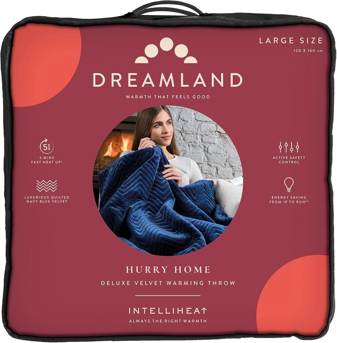 Electric Heated Throw Blanket Velvet Quilted Heat Timer 160x120cm - Kwikley