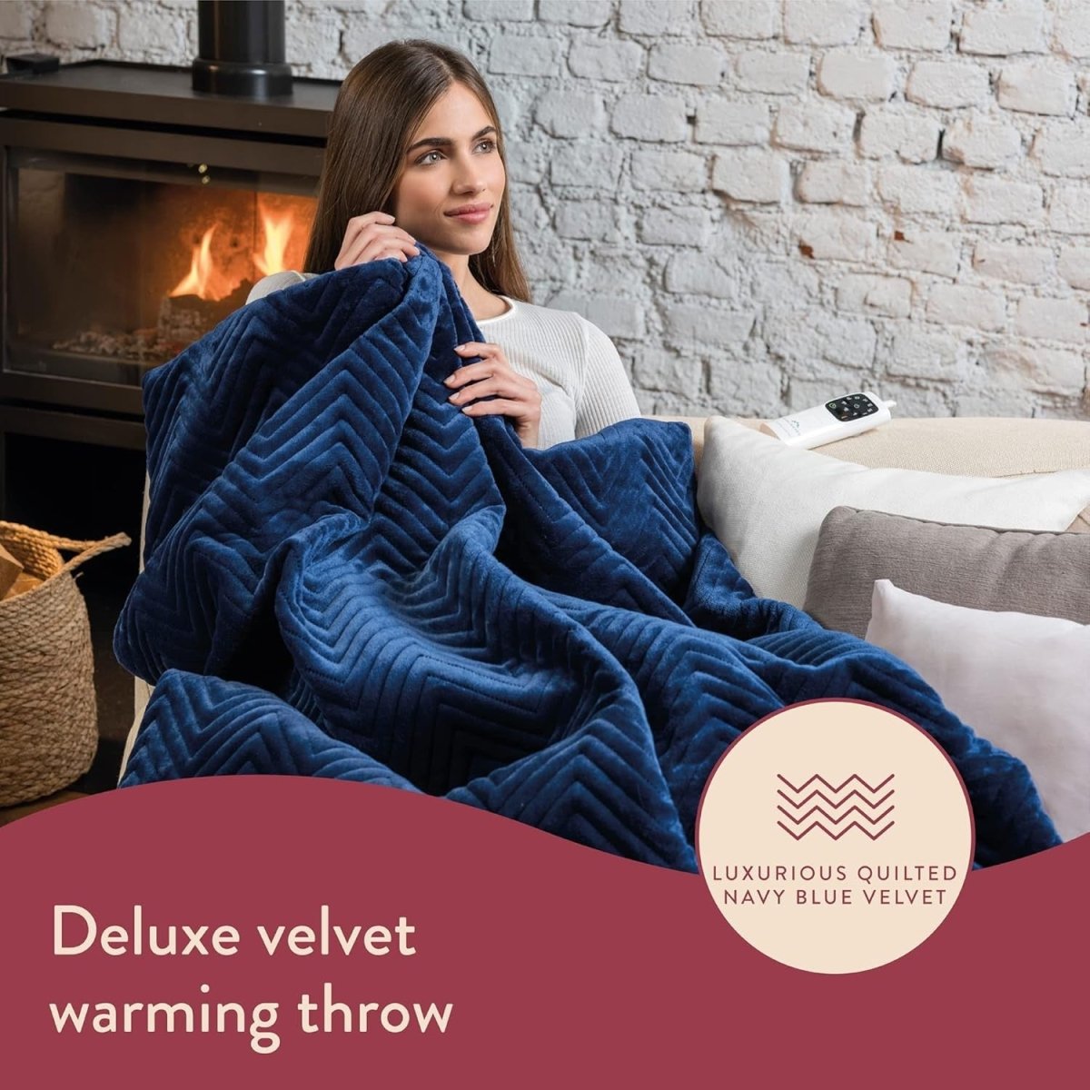 Electric Heated Throw Blanket Velvet Quilted Heat Timer 160x120cm - Kwikley