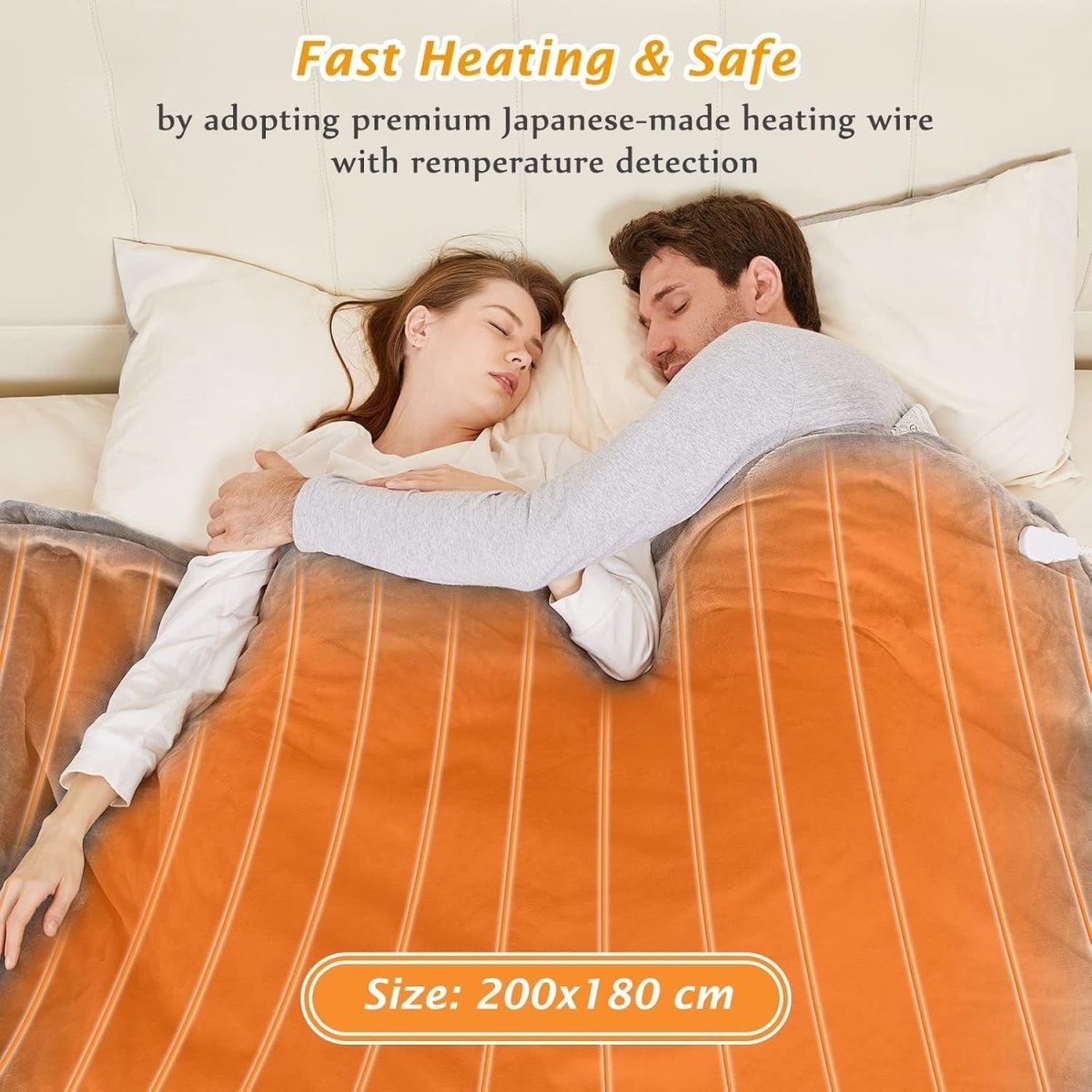 Electric Heated Throw Blanket XXL Fast Heat 10 Levels Sherpa 200x180cm - Kwikley