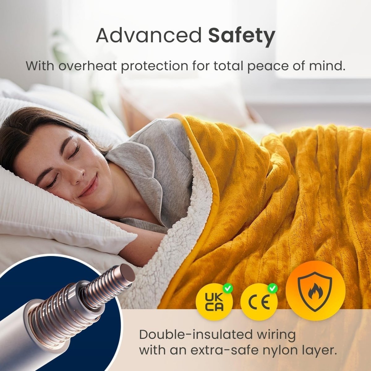 Electric Heated Throw Sherpa Fleece 10 Heat Remote Timer Washable 160x130 - Kwikley