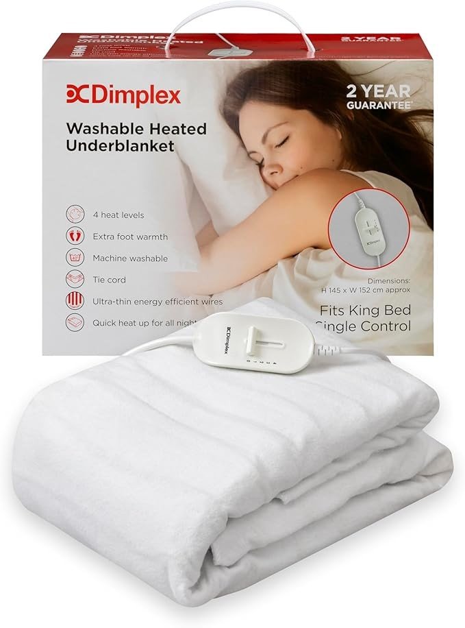 Electric Heated Under Blanket King Extra Foot Warmth Washable Timer - Kwikley