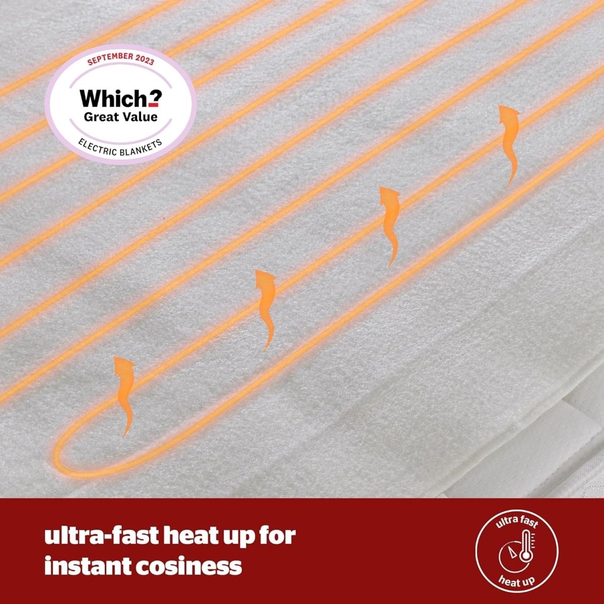 Electric Heated Underblanket Double 135x120cm Fast Heat Washable Pillow Set - Kwikley