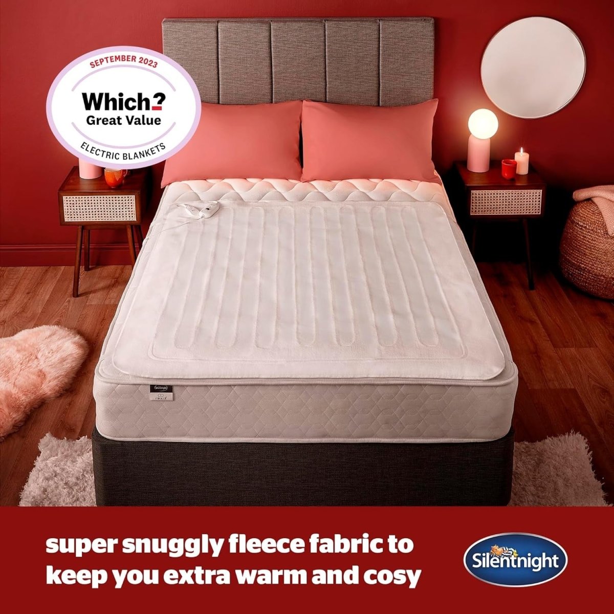 Electric Heated Underblanket Double 135x120cm Fast Heat Washable Pillow Set - Kwikley
