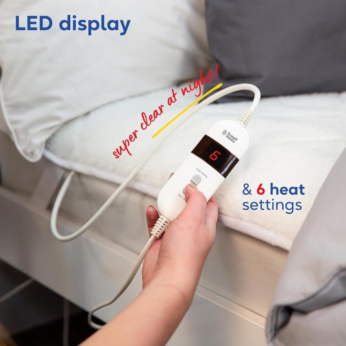 Electric Heated Underblanket Double Fitted 6 Heat Settings Timer Washable - Kwikley