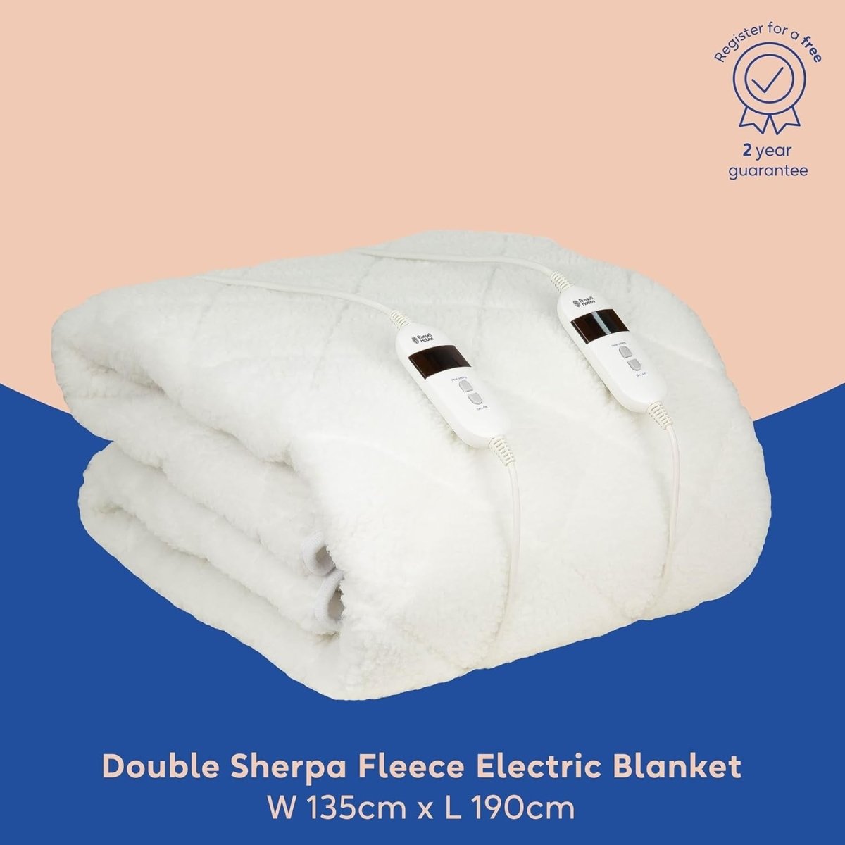 Electric Heated Underblanket Double Fitted 6 Heat Settings Timer Washable - Kwikley