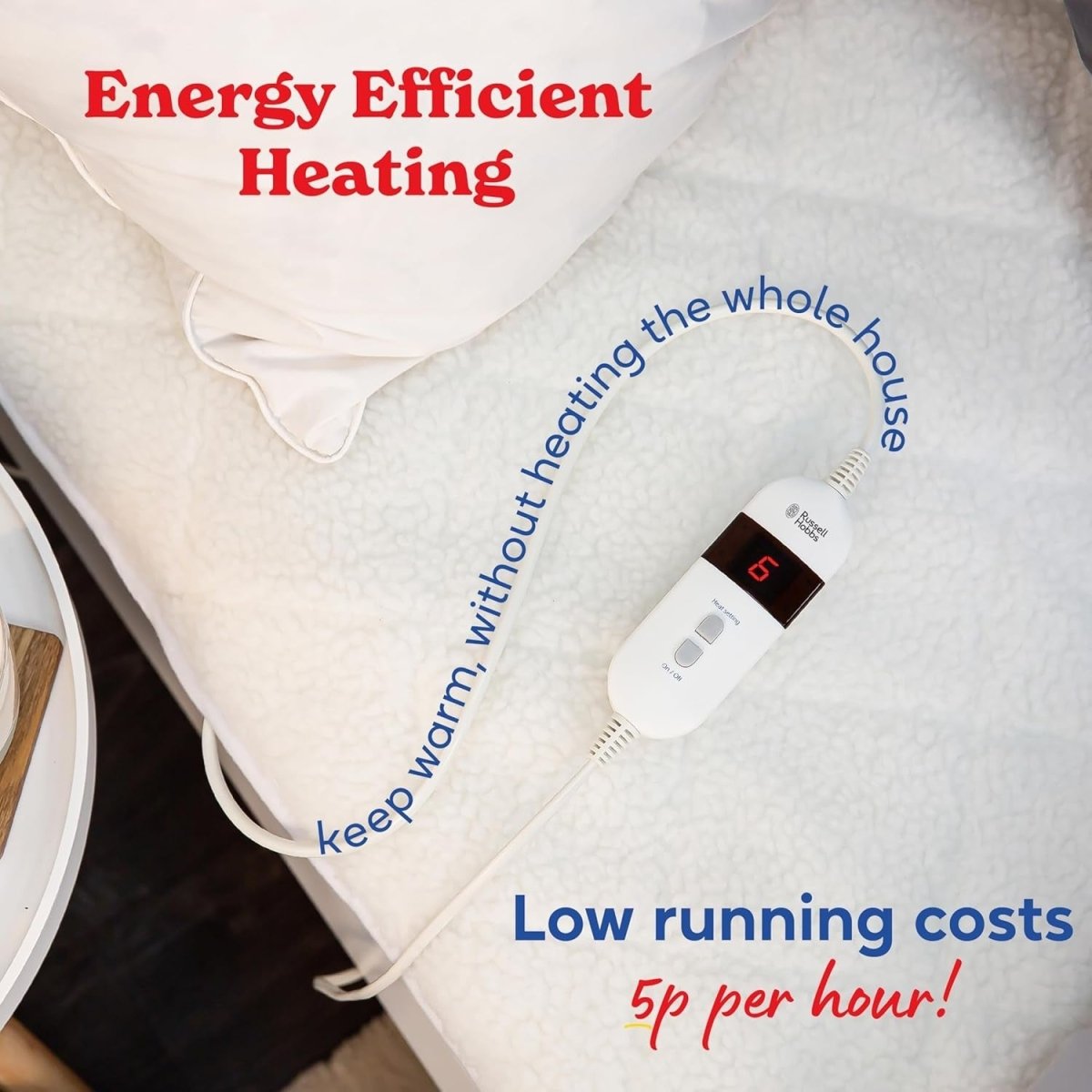 Electric Heated Underblanket Double Fitted 6 Heat Settings Timer Washable - Kwikley