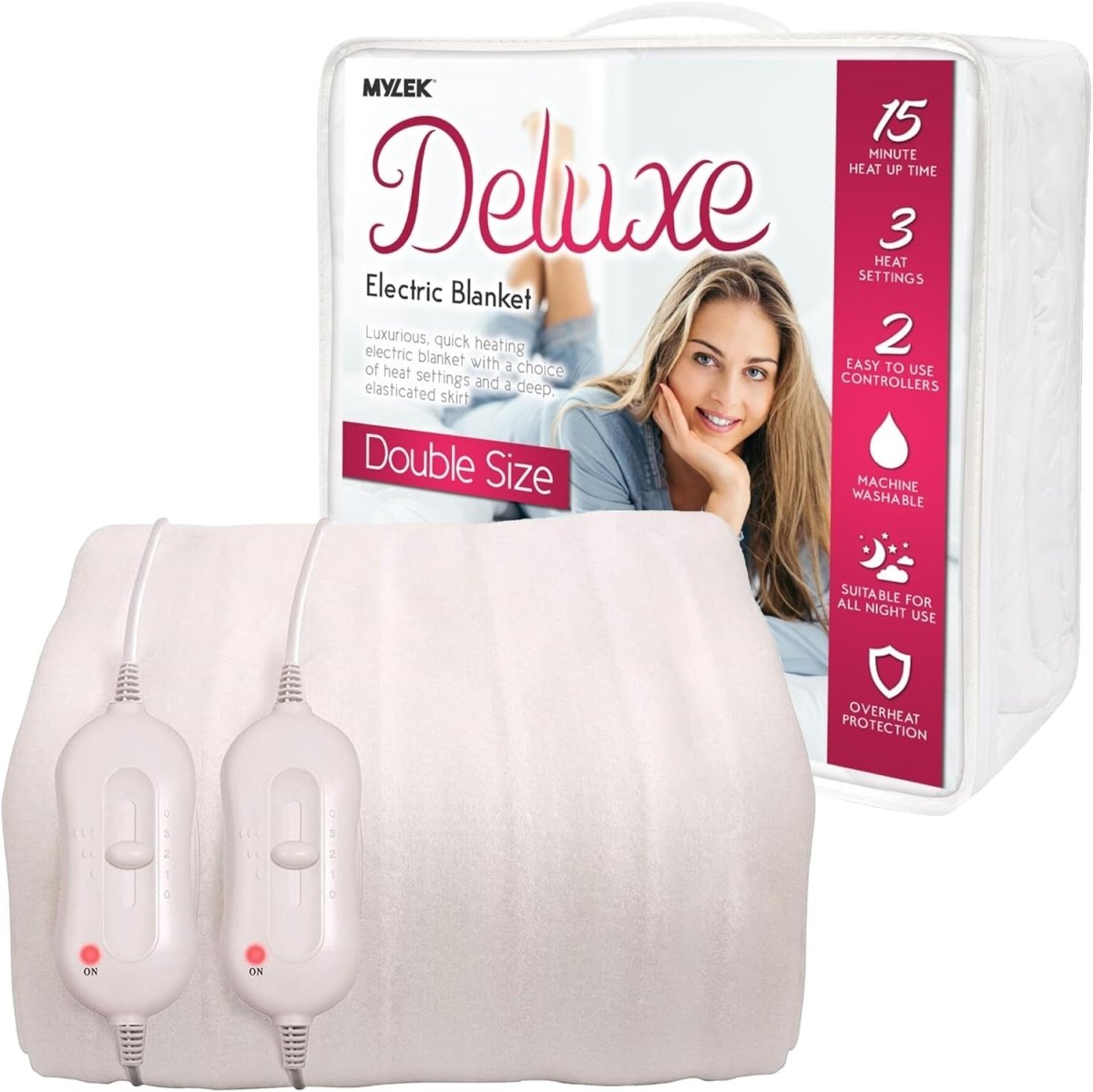 Electric Heated Underblanket Double Fitted Dual Control Washable 9 Heat - Kwikley