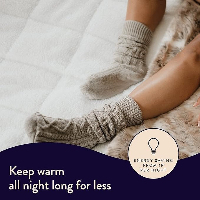 Electric Heated Underblanket Double Sherpa Fast Heat Timer Washable - Kwikley