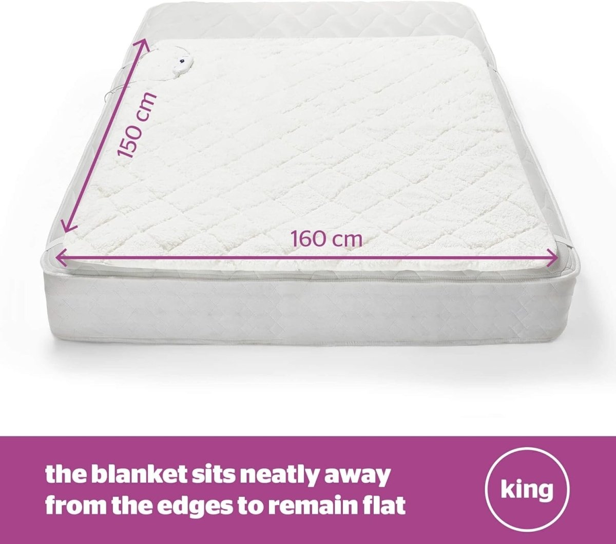 Electric Heated Underblanket King Teddy Fleece 3 Heat Levels Washable Safe - Kwikley